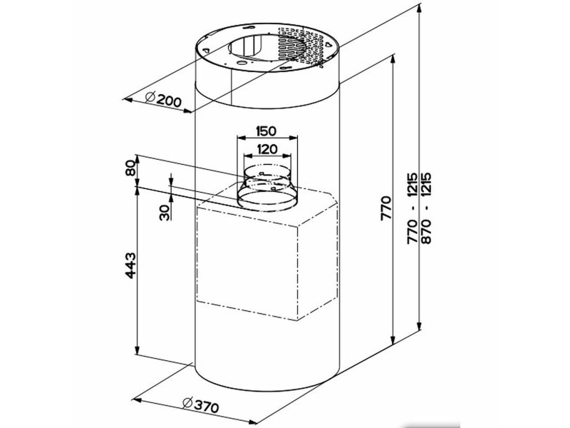 Конвенционален абсорбатор Mepamsa CYLINDRA ISLA PRO 750 m3/h Бял (37 cm)