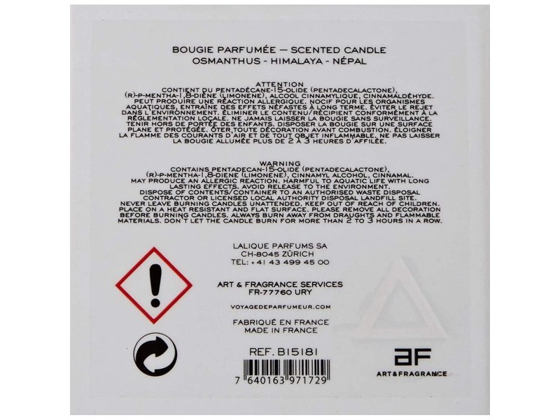 Ароматизирана Свещ Lalique