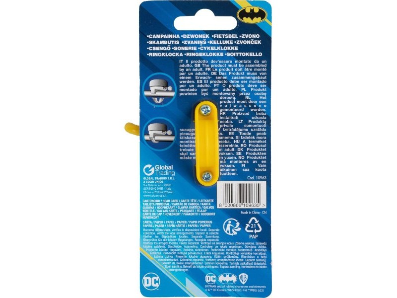 Детско Звънче за Велосипед Batman CZ10963 Черен/Жълт Детско Звънче за Велосипед Batman CZ10963 Черен/Жълт