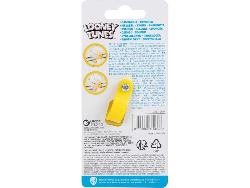 Детско Звънче за Велосипед Looney Tunes CZ10964 Жълт