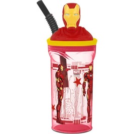 Чаша със Сламка The Avengers Iron Man Червен 3D