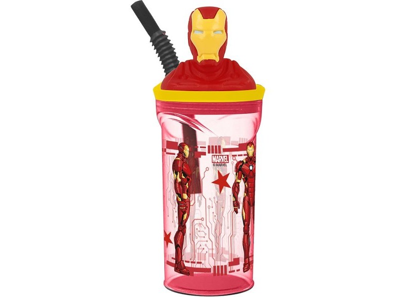 Чаша със Сламка The Avengers Iron Man Червен 3D