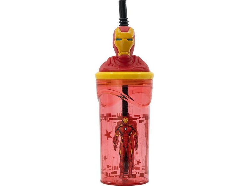 Чаша със Сламка The Avengers Iron Man Червен 3D