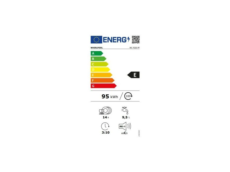 Съдомиялна Whirlpool Corporation WI 7020 PF Сребрист 60 cm Вграден