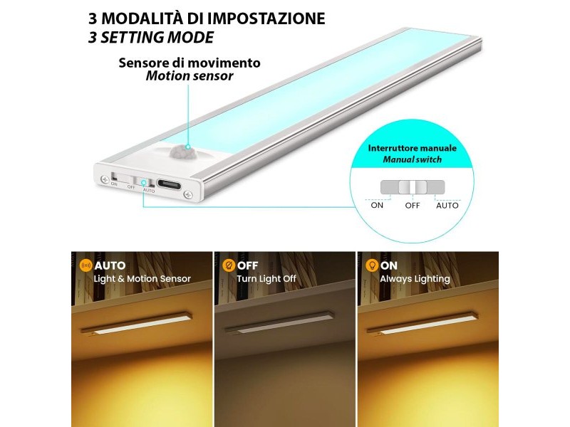 LED лента Velamp LACTEA Алуминий Пластмаса 2 W 40 cm Бял Презареждащ се (3000K) (4000 K) (6500 K)