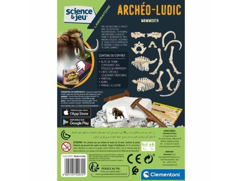 Научна Игра Clementoni Archéo Ludic Mammoth Флуоресцентен