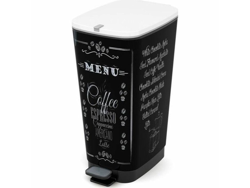 Кошче за Боклук с Педал KIS CHIC Coffee Motif Черен 50 L