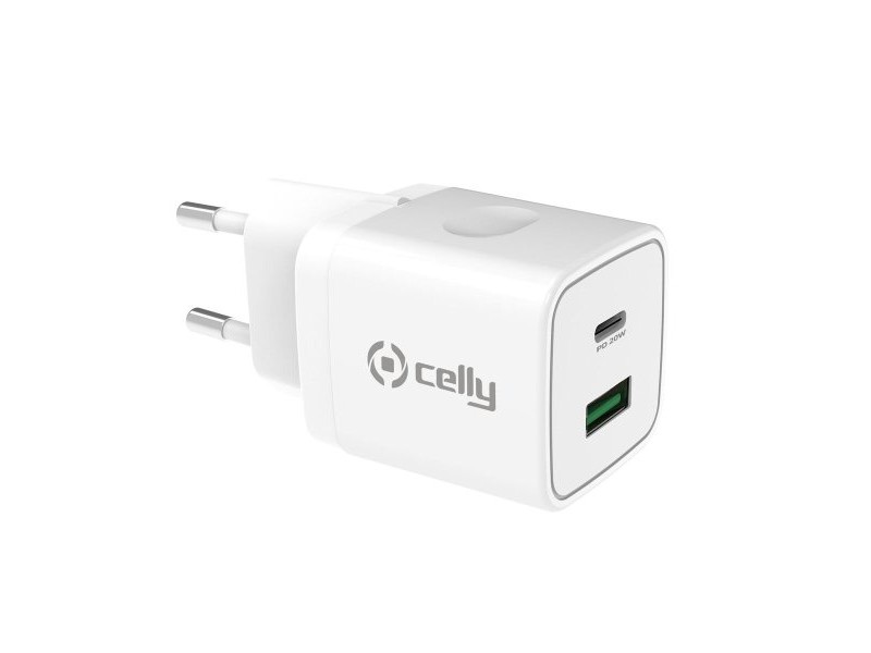Зарядно за стена 2 в 1 Celly Бял 20 W