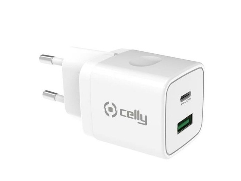 Зарядно за стена 2 в 1 Celly Бял 20 W