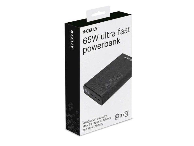 Powerbank Celly PD65W 65w EVO 20000 mAh Черен