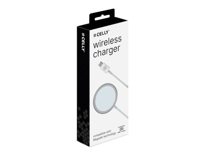 Безжично зарядно Celly MAGCHARGEPRO Бял 15 W