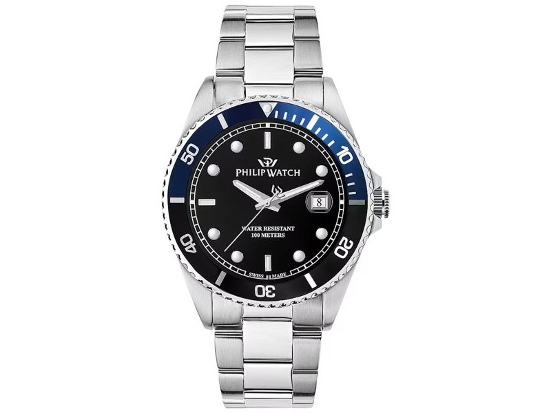 Мъжки часовник Philip Watch R8253597091 Черен Сребрист Мъжки часовник Philip Watch R8253597091 Черен Сребрист