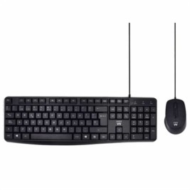 Клавиатура с мишка Ewent EW3006 Черен Испанска Qwerty