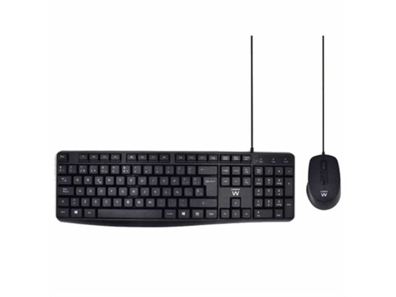 Клавиатура с мишка Ewent EW3006 Черен Испанска Qwerty
