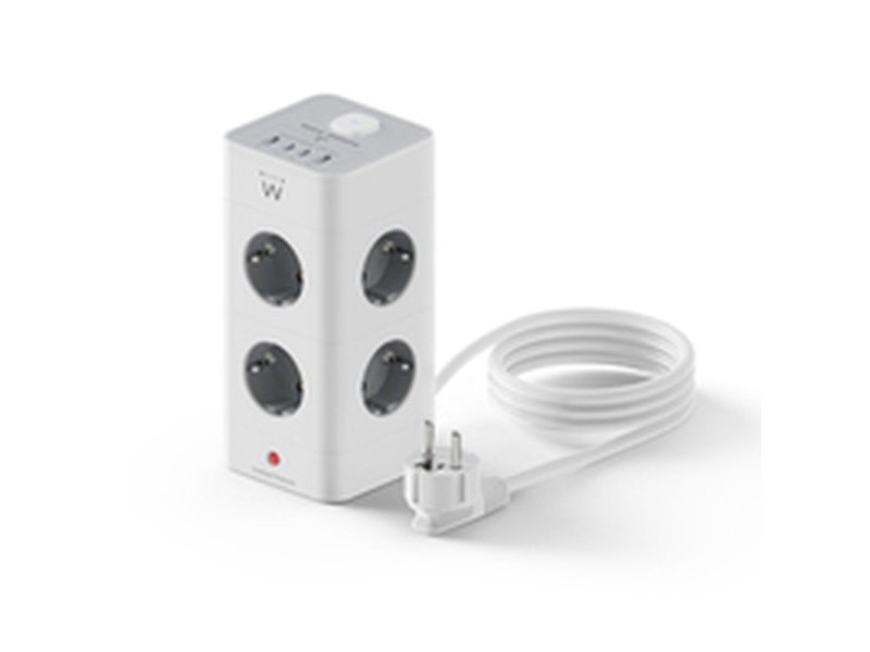 Schuko 8 начина многофункционален адаптер за контакт Ewent EW3864 Бял 3680 W (2 m)