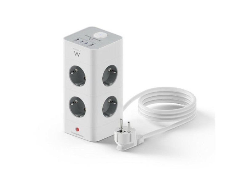 Schuko 8 начина многофункционален адаптер за контакт Ewent EW3864 Бял 3680 W (2 m)