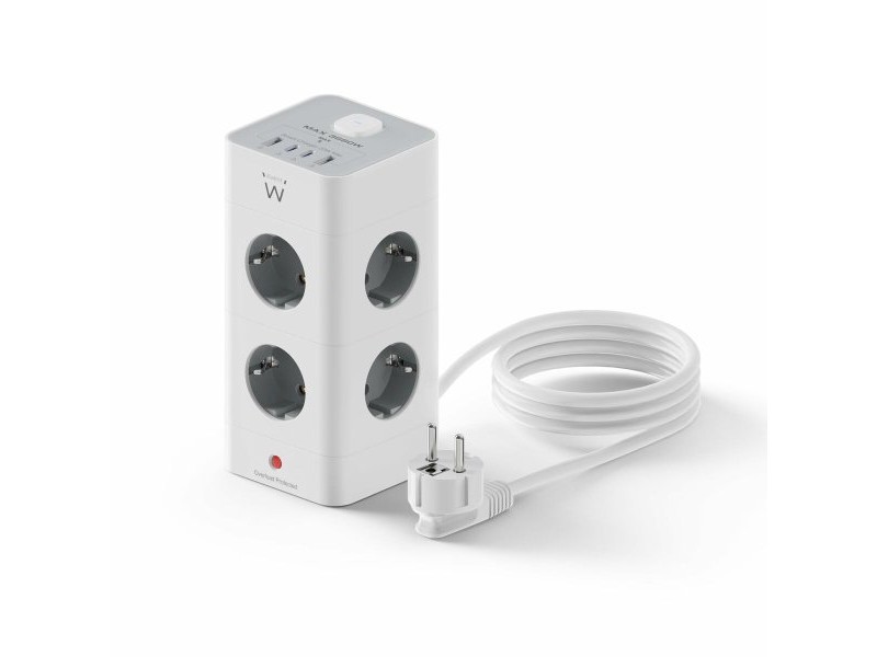 Schuko 8 начина многофункционален адаптер за контакт Ewent EW3864 Бял 3680 W (2 m)