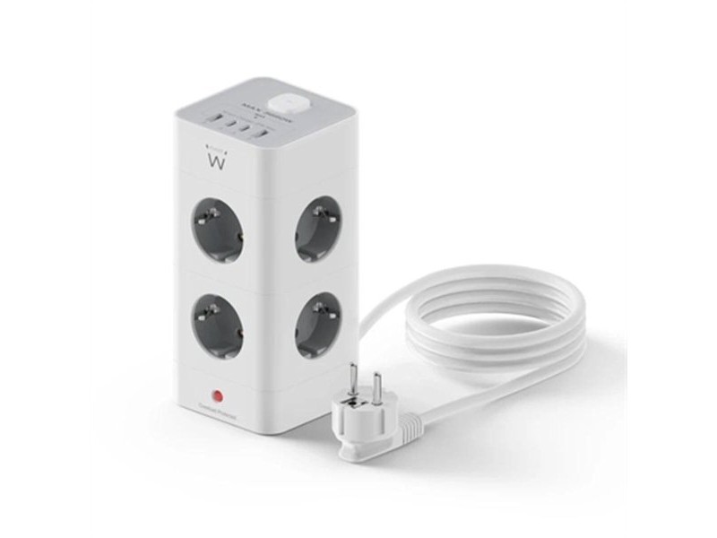 Schuko 8 начина многофункционален адаптер за контакт Ewent EW3864 Бял 3680 W (2 m)