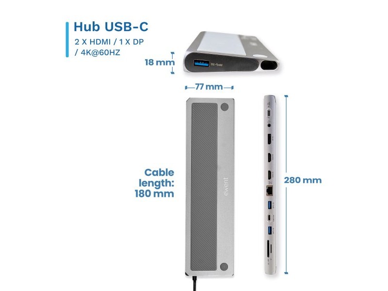USB извод Ewent EW1150 Сив