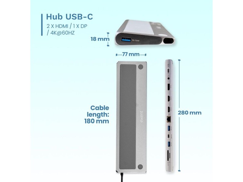 USB извод Ewent EW1150 Сив