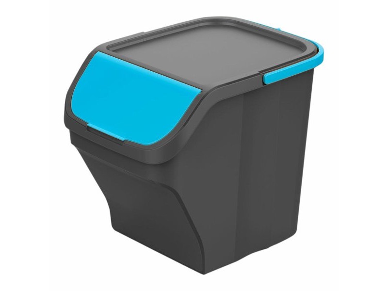 Кошче за Рециклирани Отпадъци Mondex Stack N' Sort Син Сив 25 L подреждащи се един в друг С капак 40 x 30 x 34 cm