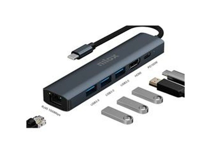 Докинг станция Nilox NXDSUSBC06 Сив Многоцветен