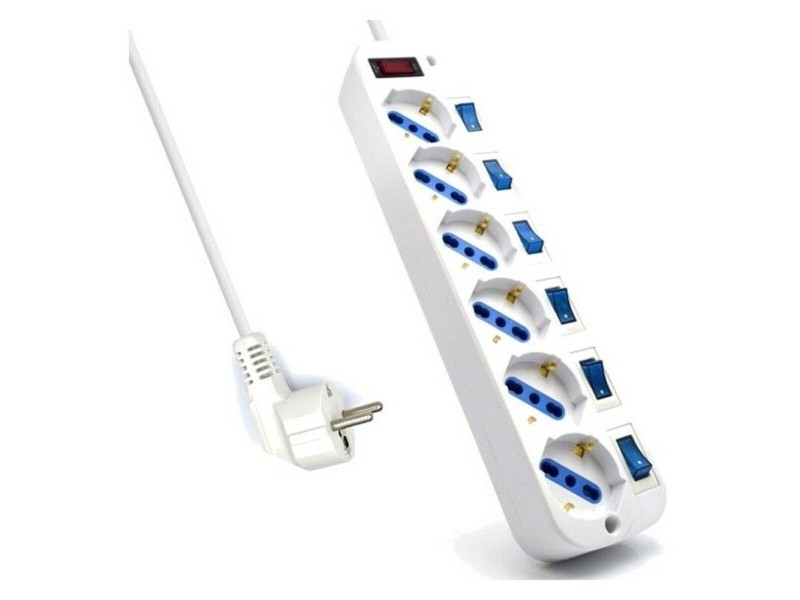 Контакт - 6 изхода с копче Ewent EW3932-3M 3500W (3 m)