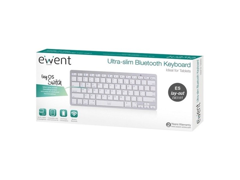 Блутут клавиатура Ewent EW3161 Бял Сребрист