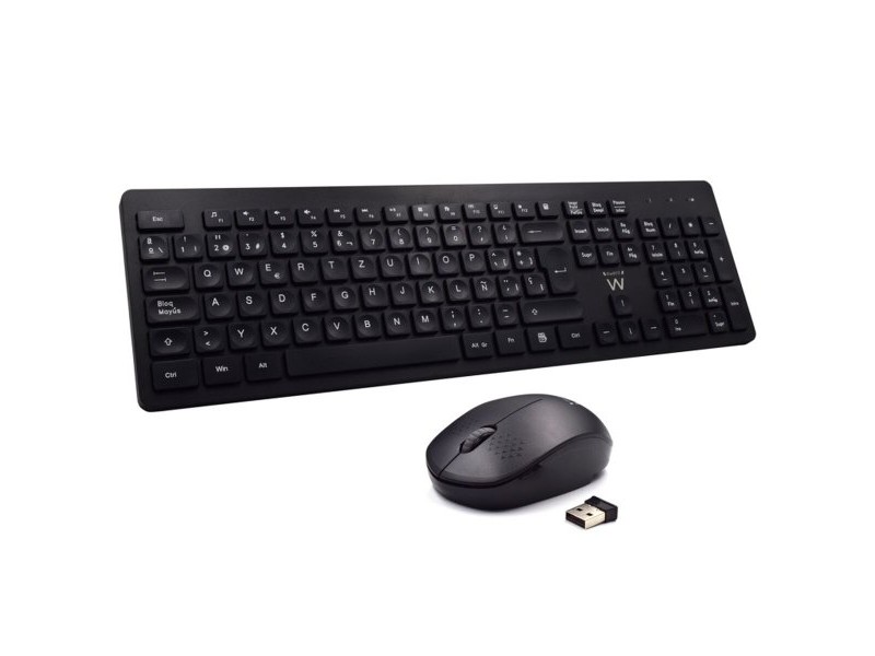 Kлаиатура с безжична мишка Ewent EW3256 2.4 GHz Черен Испанска Qwerty QWERTY