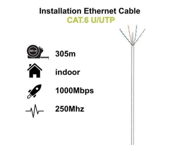 UTP категория 6 твърд мрежови кабел Ewent (305 m)