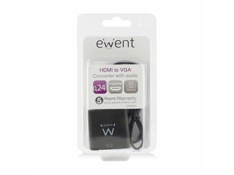 Адаптер за HDMI към VGA с аудио Ewent AISCCI0306 EW9864 0,23 m Черен