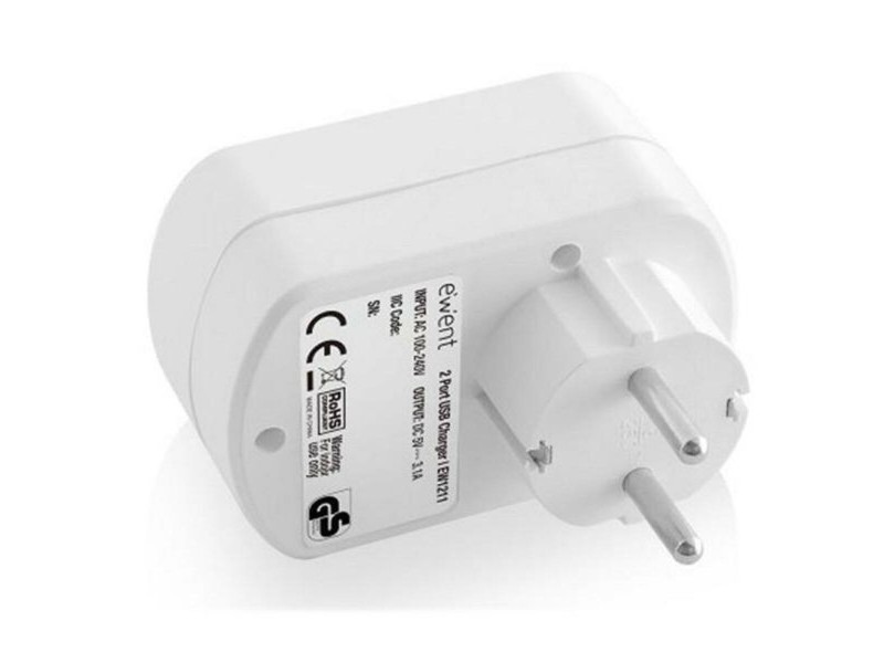 Щепсел за стена с 2 USB порта Ewent EW1211 3,1 A Щепсел за стена с 2 USB порта Ewent EW1211 3,1 A
