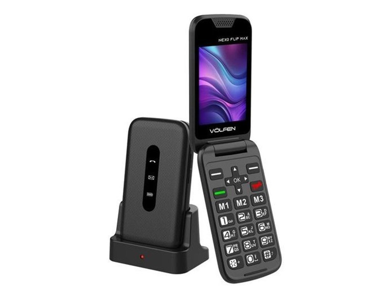 Мобилен телефон за по-възрастни хора Volfen Nexo Flip Черен 64 MB RAM 2,8