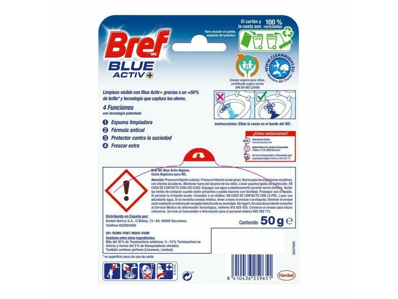 Освежител за тоалетна Bref Blue Activ Aqua Door Hanger 125 ml