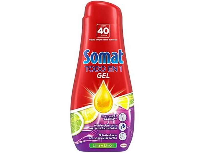 течния препарат за миене на съдове Somat Лимон 720 ml Всичко в едно 40 изпирания