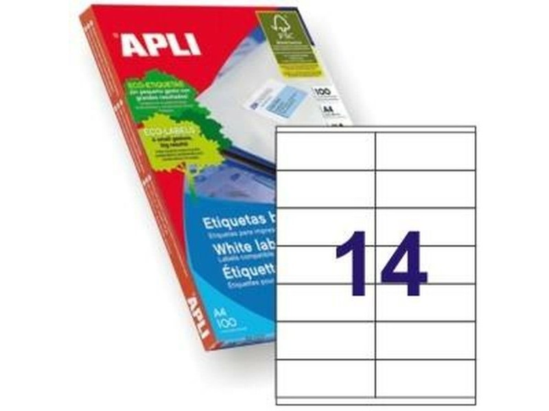 Стикери Apli 1275 100 Листи 105 X 40 mm Бял