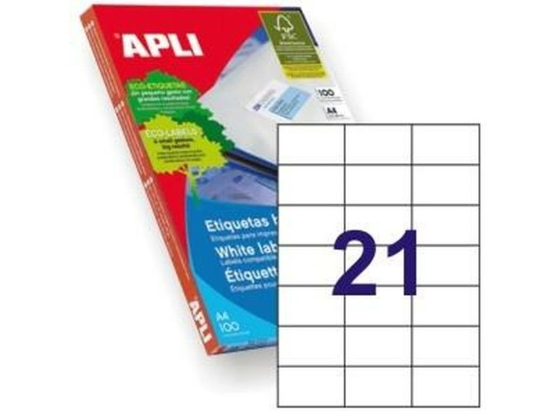 Стикери Apli 1276 Бял 100 Листи 70 x 42,4 mm
