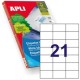 Стикери Apli 1276 Бял 100 Листи 70 x 42,4 mm