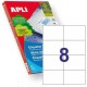 Стикери Apli 1279 100 Листи 105 X 74 mm Бял