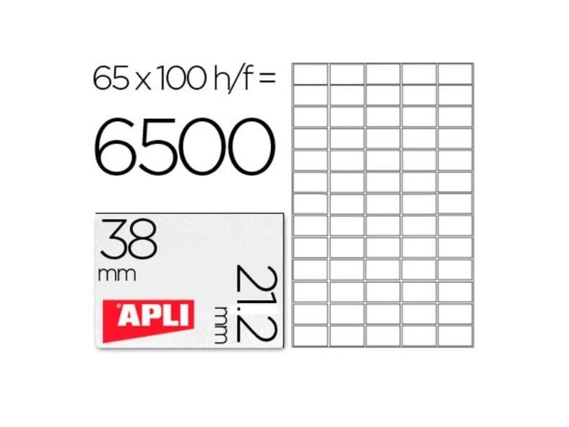 Стикери Apli 1283 Бял 100 Листи 38 x 21,2 mm