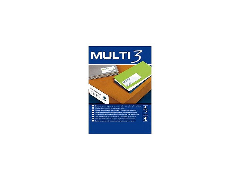 Етикети за принтер MULTI 3 Бял прав 100 Листи 70 x 33,8 mm Inkjet Láser (24 броя)