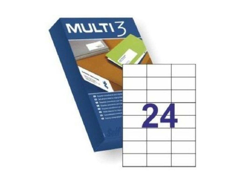 Стикери MULTI 3 Бял прав 500 Листи 70 x 37 mm (24 броя)