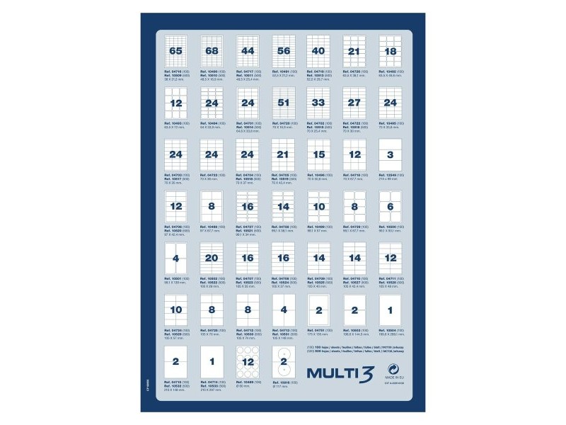 Стикери MULTI 3 Бял прав 500 Листи 105 x 57 mm