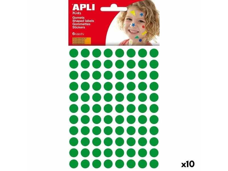 Стикери Apli Kids Gomets Зелен Кръгъл (10 броя)