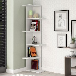 Ъглови Шкафове Alexandra House Living Бял Дървен MDP 37 x 141 x 24 cm 4 Рафтове