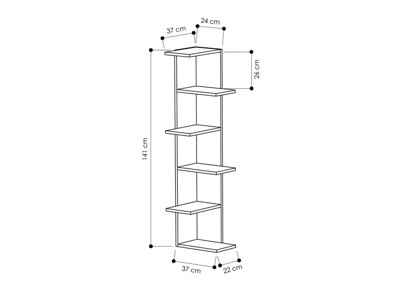 Ъглови Шкафове Alexandra House Living Бял Дървен MDP 37 x 141 x 24 cm 4 Рафтове