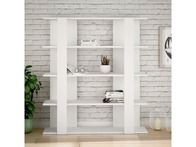 Книжарница Alexandra House Living Бял Дървен MDP 110 x 122 x 29 cm 4 Рафтове