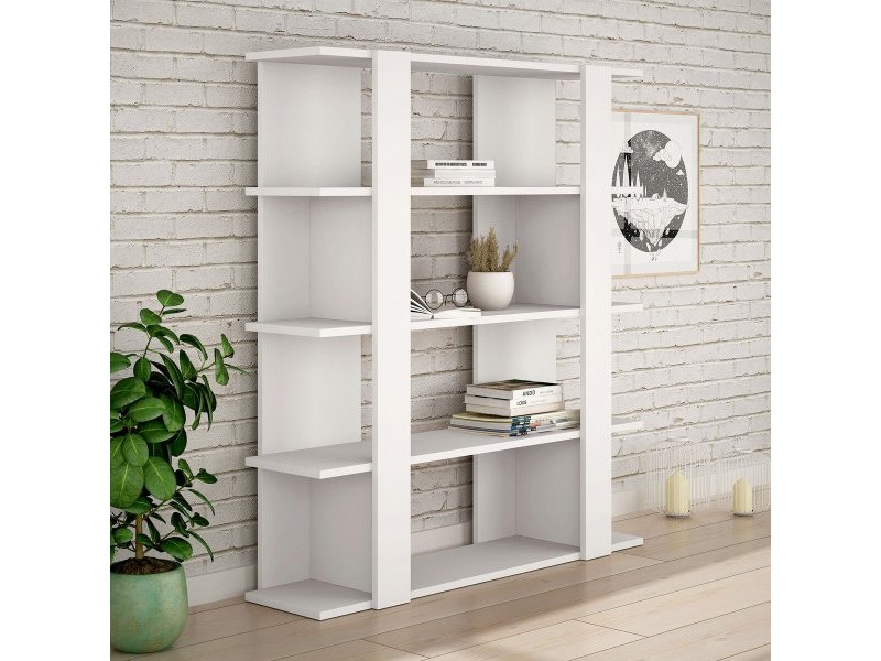 Книжарница Alexandra House Living Бял Дървен MDP 110 x 122 x 29 cm 4 Рафтове