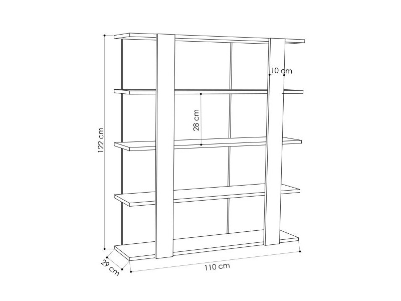 Книжарница Alexandra House Living Бял Дървен MDP 110 x 122 x 29 cm 4 Рафтове