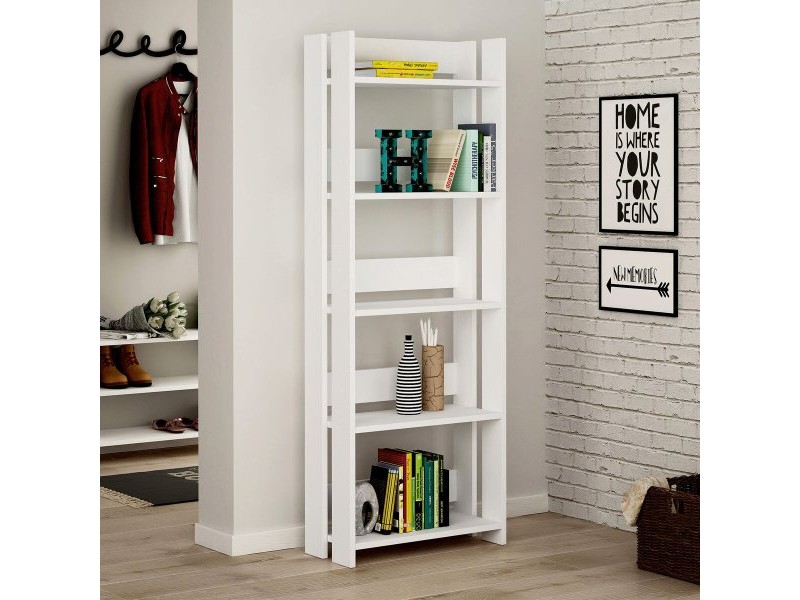 Книжарница Alexandra House Living Бял Дървен MDP 57 x 155 x 25 cm 5 Рафтове